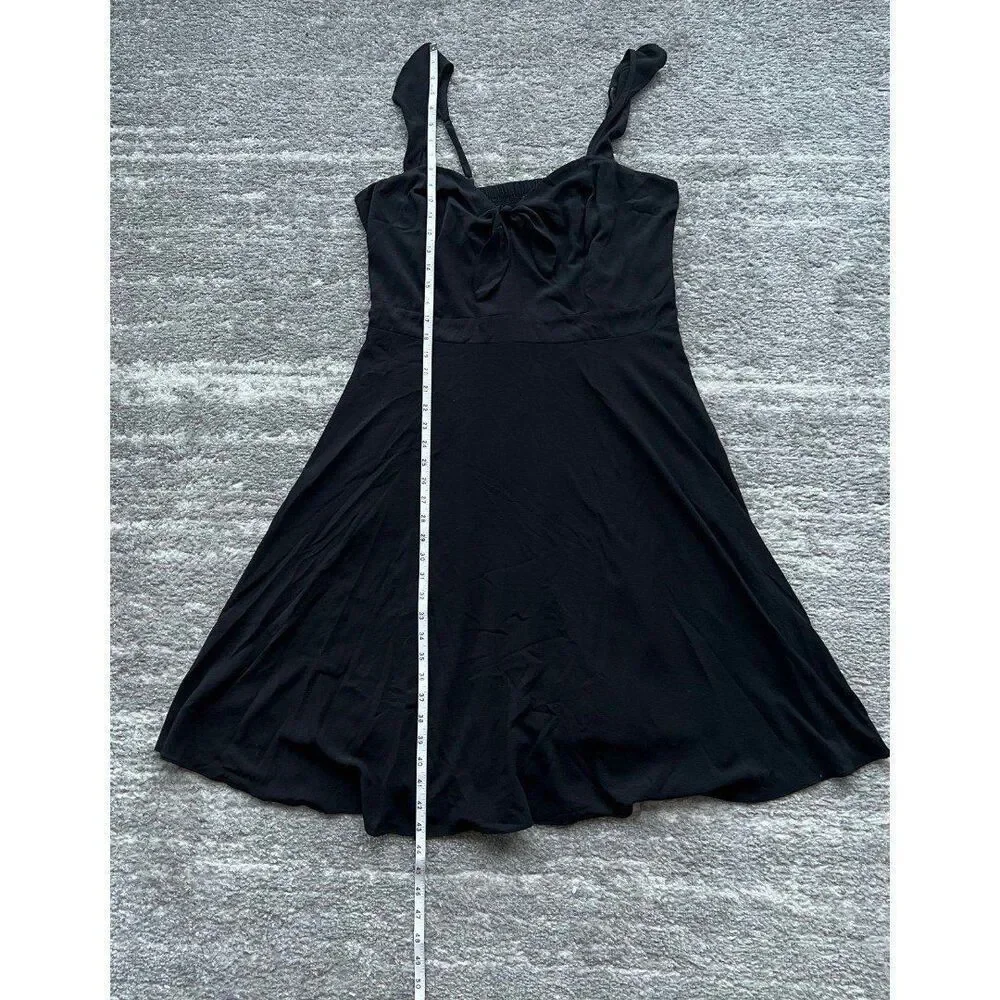 City Chic Plus Size Women Black Coquette Flare Smocking Back Babydoll Dress S/16